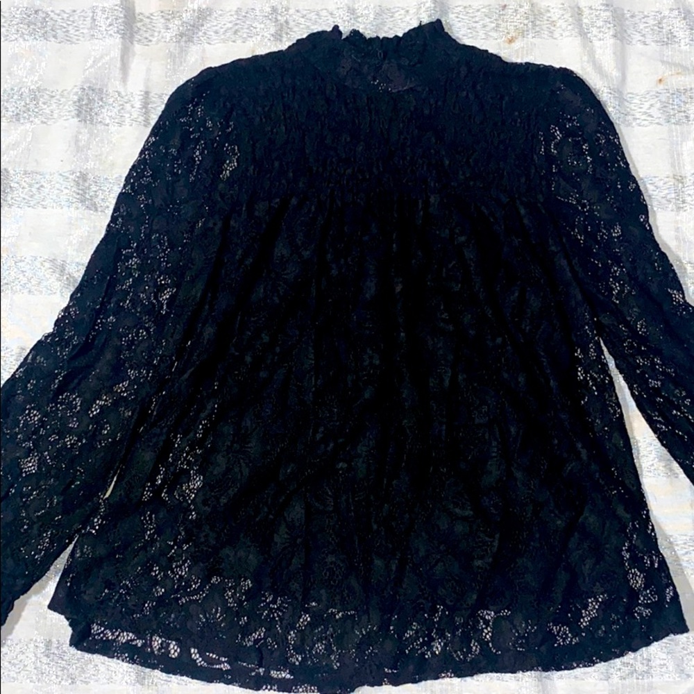 Black lace long sleeve blouse